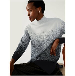 Bílo-šedý dámský ombré svetr se stojáčkem Marks & Spencer