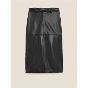 Černá dámská koženková midi sukně Marks & Spencer