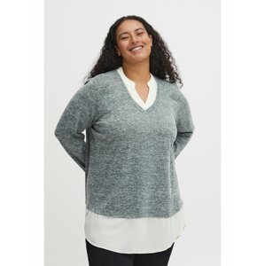 Šedý dámský žíhaný svetr s košilovou vsadkou Fransa