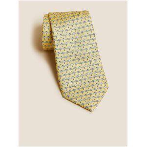 Žlutá hedvábná kravata s motivem deštníků Marks & Spencer