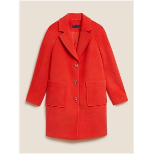 Červený dámský volný jednořadý kabát Marks & Spencer