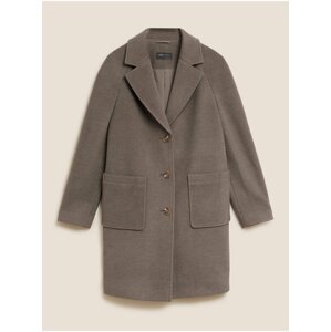 Šedohnědý dámský volný jednořadý kabát Marks & Spencer
