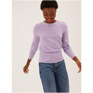 Světle fialový dámský svetr s balonovými rukávy Marks & Spencer
