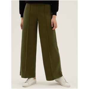 Zelené dámské žerzejové široké kalhoty Marks & Spencer