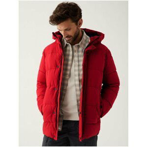 Červená pánská prošívaná zimní bunda s kapucí a technologií Thermowarmth™ Marks & Spencer