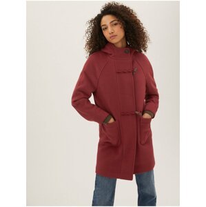 Červený dámský kabát s kapucí Marks & Spencer