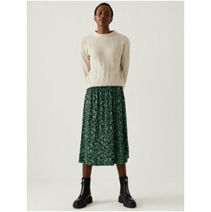 Černo-zelená dámská vzorovaná midi sukně Marks & Spencer