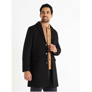 Černý pánský vlněný kabát Celio Cubello