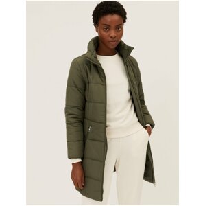 Khaki dámský prošívaný zimní kabát Marks & Spencer