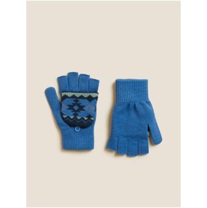 Modré dětské odklápěcí vzorované rukavice Marks & Spencer