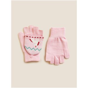 Růžové holčičí odklápěcí rukavice s motivem jednorožcem Marks & Spencer