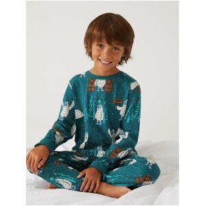 Petrolejové dětské pyžamo s motivem yettiho Marks & Spencer