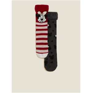 Sada dvou párů dámských ponožek s motivem myšky Minnie Mouse™ v černé a červené barvě Marks & Spencer
