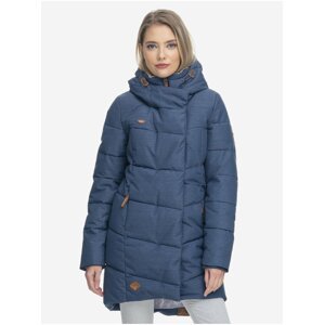 Modrý dámský prošívaný zimní kabát s kapucí Ragwear Pavla