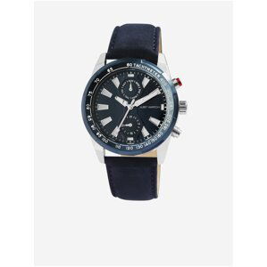 Pánské hodinky s tmavě modrým koženým páskem Just Watch