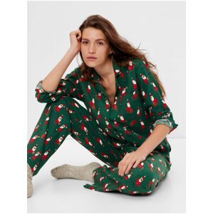 Tmavě zelené dámské pyžamo s vánočním motivem GAP