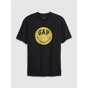 Černé pánské bavlněné tričko s potiskem GAP & Smiley®
