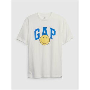 Bílé pánské bavlněné tričko s potiskem GAP & Smiley®