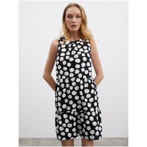 Bílo-černé dámské puntíkované volánové šaty ZOOT.lab Petronella