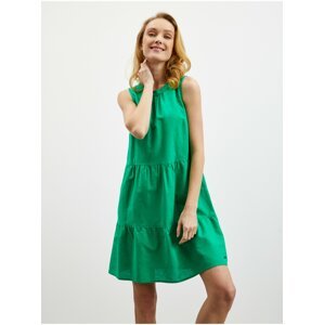 Zelené dámské lněné volánové šaty ZOOT.lab Priti