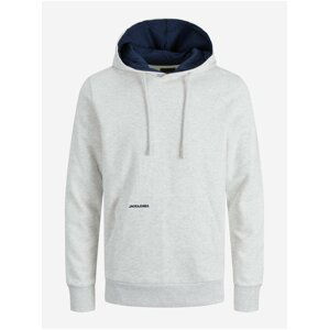 Světle šedá pánská žíhaná mikina s kapucí Jack & Jones Contrast