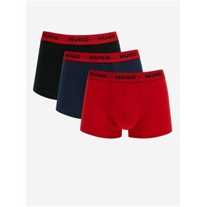 Sada tří pánských boxerek v červené, modré a černé barvě BOSS