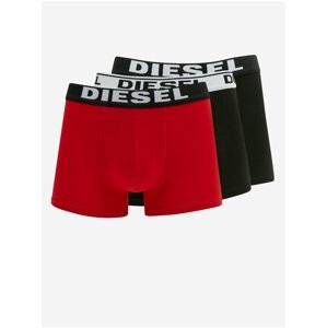 Sada tří pánských boxerek v červené a černé barvě Diesel