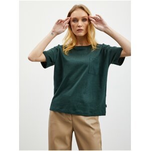 Tmavě zelené dámské lněné tričko ZOOT.lab Harriet