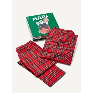 Červené pánské kostkované pyžamo ve vánočním balení Celio