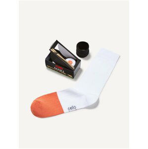 Oranžovo-bílé unisex ponožky v dárkovém balení Celio Sushi