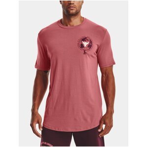 Růžové pánské tričko s potiskem na zadní straně Under Armour UA PROJECT ROCK OPEN 24 HOURS SS