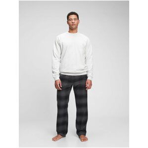 Černo-šedé pánské kostkované flanelové pyžamové kalhoty GAP