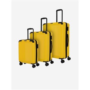 Sada tří cestovních kufrů v žluté barvě Travelite Cruise 4w S,M,L Yellow