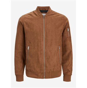 Hnědý pánský bomber v semišové úpravě Jack & Jones Rocky