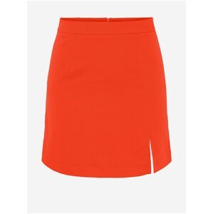 Oranžová dámská mini sukně s rozparkem Pieces Thelma