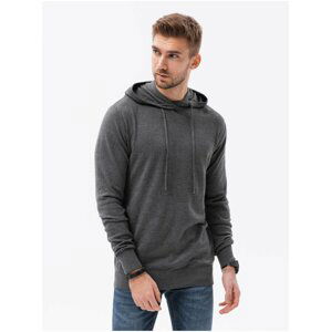 Tmavě šedá pánská basic mikina s kapucí Ombre Clothing