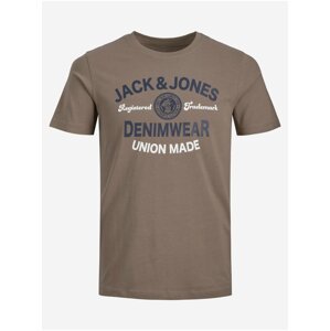 Hnědé pánské tričko Jack & Jones