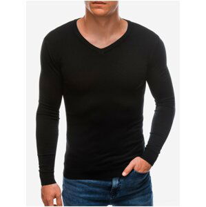 Černý pánský basic svetr s véčkovým výstřihem Ombre Clothing