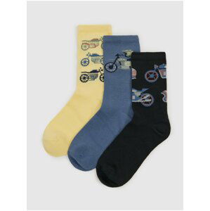 Sada tří párů klučičích ponožek v modré a krémové barvě GAP