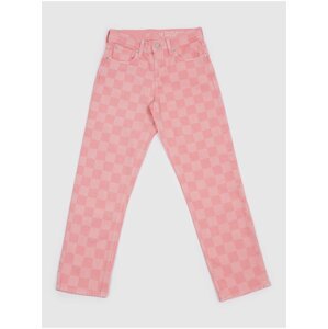 Růžové holčičí kostkované džínové kalhoty GAP