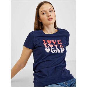 Tmavě modré dámské tričko s nápisem GAP Love