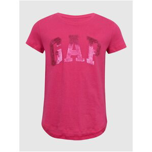 Tmavě růžové holčičí bavlněné tričko s logem GAP