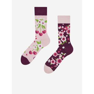 Fialovo-růžové unisex veselé bambusové ponožky Dedoles Třešňový květ