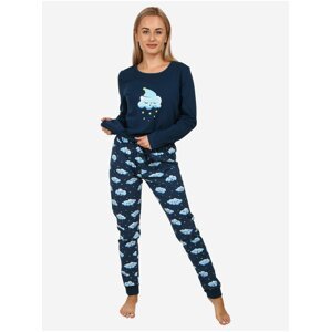Tyrkysovo-modré dámské veselé pyžamo Dedoles Ospalé obláčky