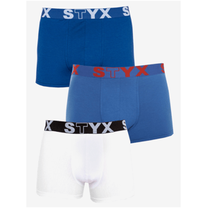 Sada tří pánských boxerek v modré a bílé barvě Styx