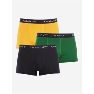 Sada tří pánských boxerek v žluté, zelené a černé barvě GANT