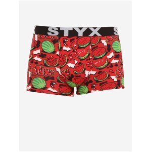 Zeleno-červené pánské vzorované boxerky Styx art Melouny
