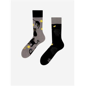 Černo-šedé unisex veselé ponožky Dedoles Kočky
