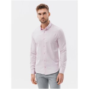 Světle růžová pánská formální košile Ombre Clothing K642