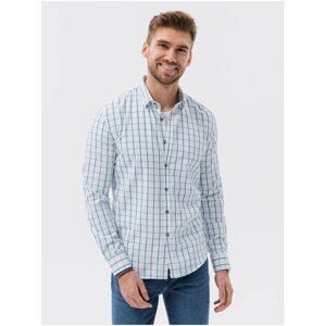 Modro-bílá pánská kostkovaná košile Ombre Clothing K637